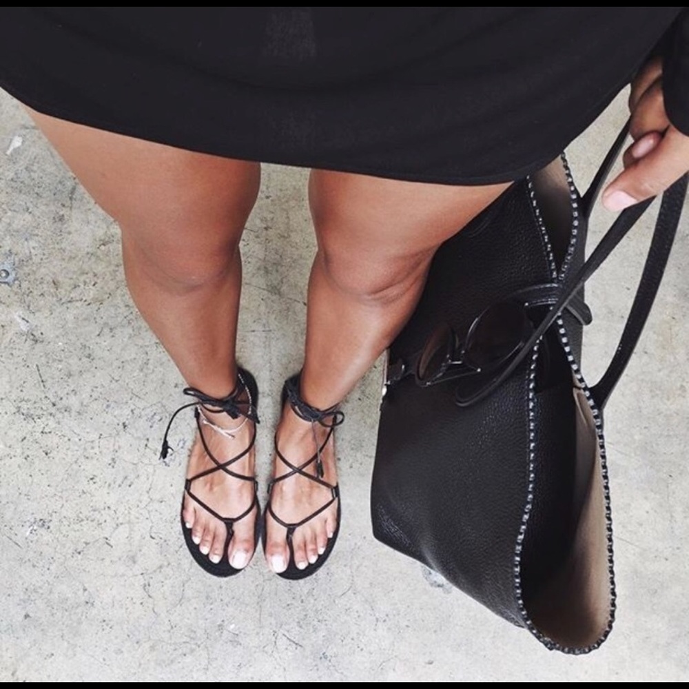 Black Lace up Board-Walk Sandals